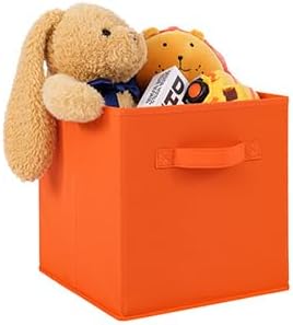 Stero 13x13x13 Inch Fabric Storage Bins 6 Pack Fun Colored Durable Storage Cubes with Handles Foldable Cube Baskets for Home, Kids Room, Closet and Toys Organization Orange-Multi Colors-2