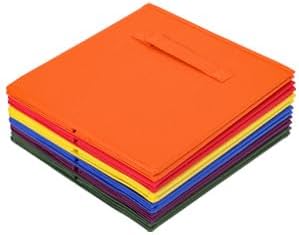 Stero 13x13x13 Inch Fabric Storage Bins 6 Pack Fun Colored Durable Storage Cubes with Handles Foldable Cube Baskets for Home, Kids Room, Closet and Toys Organization Orange-Multi Colors-2