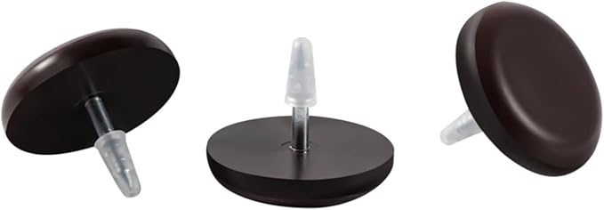 Furniture Glides Sliders-Furnigear PTFE (Teflon) Chair Leg Movers Sliders for Carpet Surface - Move Your Furniture Easy & Safely - Best Floor Protector (7/8" Nail, Brown-24 Pack, not for Wood Floors)