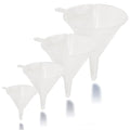 Funnel Set (4 Sizes: 122, 101, 76, 50mm) - Durable, Non-Toxic, Food-Grade Plastic funnels for Filling Bottles and containers. Ideal for Kitchen, Garage, or Labs. Perfect for Precise Pouring.