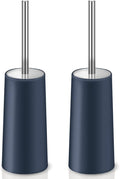 Toilet Brush and Holder, 2 Pack Toilet Brush with 304 Stainless Steel Long Handle, Toilet Bowl Brush for Bathroom Toilet-Ergonomic, Elegant,Durable (Blue)