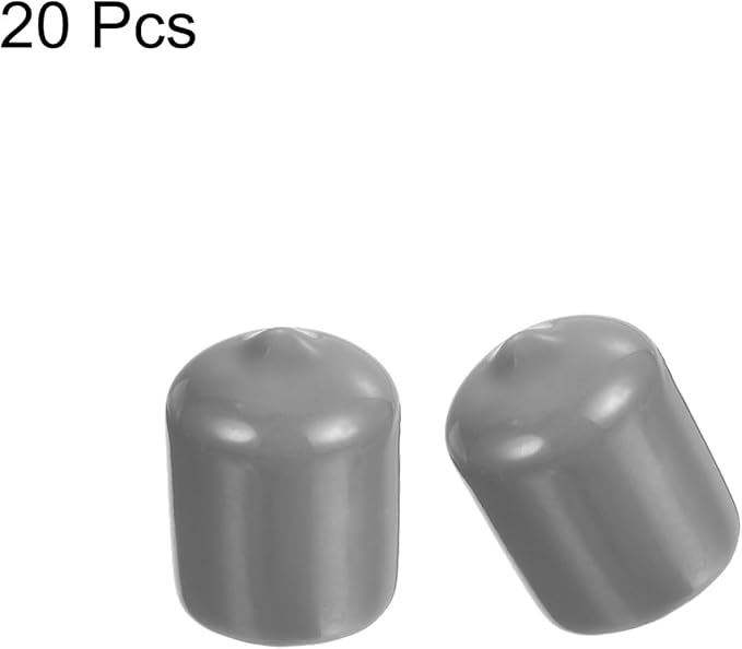 uxcell 20pcs Rubber End Caps Protective Caps 17mm ID Vinyl PVC Round Tube Bolt Cap Cover Screw Thread Protectors, Light Grey