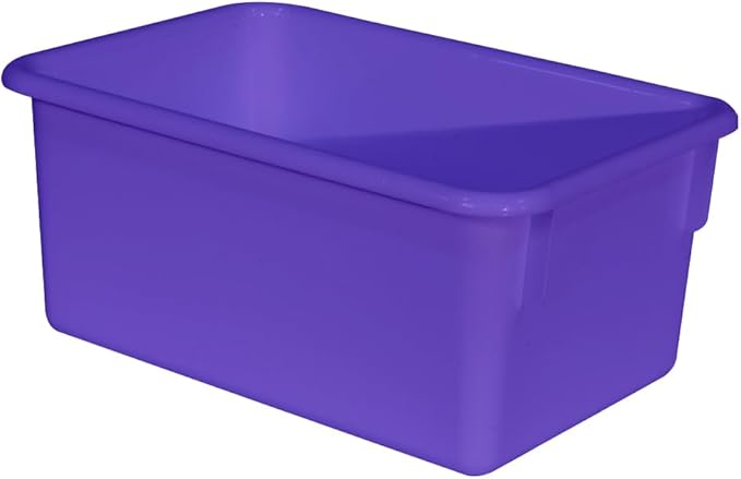 Wood Designs Cubby Storage Bin, Heavy Duty Plastic Containers for Kids Purple Cubby Tray Set of 25