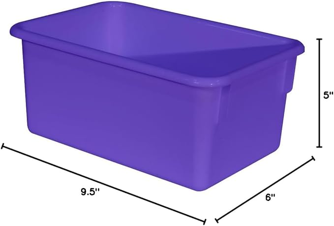 Wood Designs Cubby Storage Bin, Heavy Duty Plastic Containers for Kids Purple Cubby Tray Set of 10