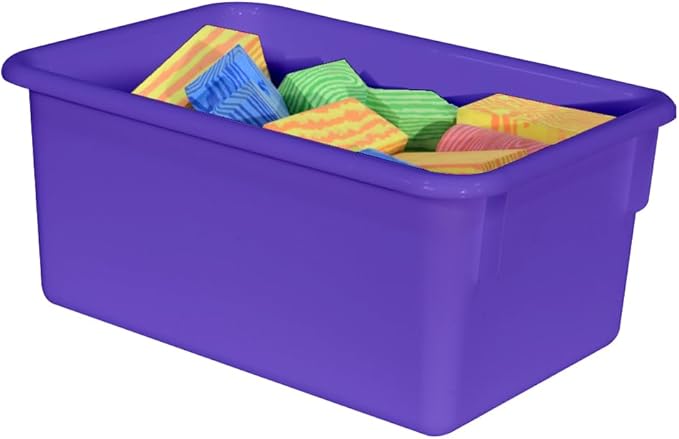 Wood Designs Cubby Storage Bin, Heavy Duty Plastic Containers for Kids Purple Cubby Tray Set of 20