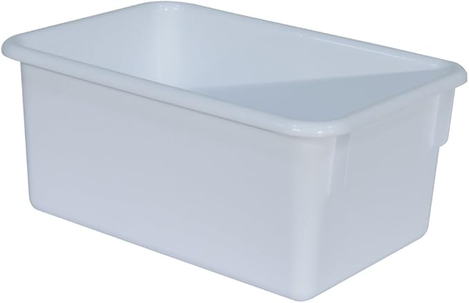 Wood Designs Cubby Storage Bin, Heavy Duty Plastic Containers for Kids White Cubby Tray Set of 30