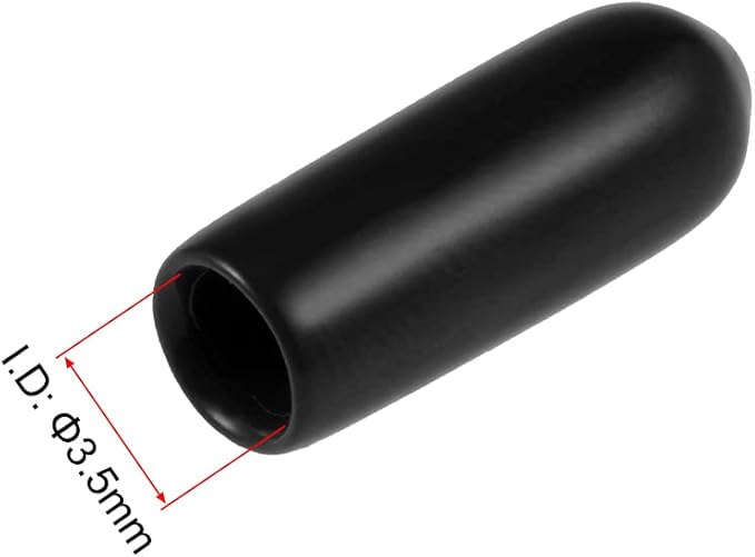 uxcell 20pcs Rubber End Caps 3.5mm ID Vinyl Round Tube Bolt Cap Cover Thread Protectors Black