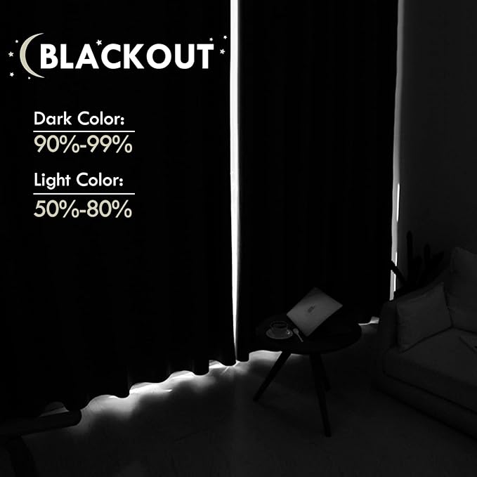 DWCN Blackout Curtains for Living Room Thermal Insulated, Energy Saving & Noise Reducing Bedroom Curtains, Camel, W 38x L 54 Inch, Set of 2 Rod Pocket Curtain Panels