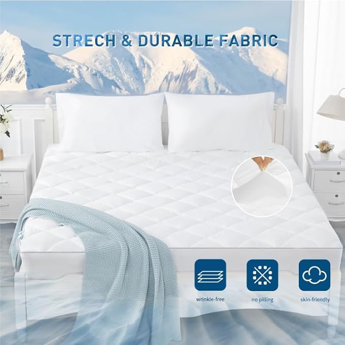 Sunflower Cooling Quilted Twin Mattress Protector, Mattress Pad Twin Chill Soft, College Dorm Mattress Cover, 18-22" Extra Deep Pocket Thin Version, Machine Washable Durable