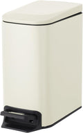 Cesun Small Bathroom Trash Can with Lid Soft Close, Step Pedal, 6 Liter / 1.6 Gallon Stainless Steel Garbage Can with Removable Inner Bucket, Anti-Fingerprint Finish (Creamy White)