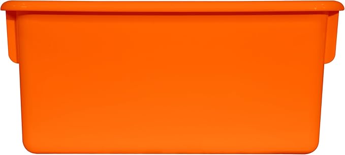 Wood Designs Cubby Storage Bin, Heavy Duty Plastic Containers for Kids Orange Cubby Tray Set of 30