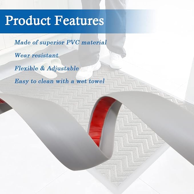 Floor Transition Strip Self Adhesive Carpet & Flooring Transitions Edging Trim Strip PVC Threshold Transitions Suitable for Threshold Height Less Than 5mm (10Ft, Dark Gray)