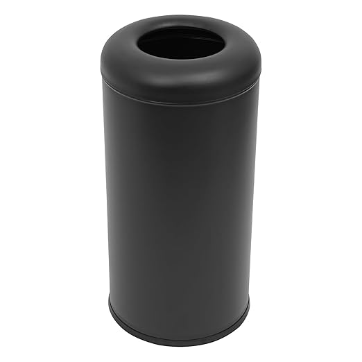 58.6 Liter / 15.48 Gallon Commercial Open Top Trash Can White Stainless Steel Trash Can Outdoor Indoor Garbage Enclosure with Lid Inside Barrel (Black)
