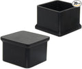 Flyshop Durable Non-Marking Silicone Chair Leg Caps Tips Floor Protectors Square Furniture Table Leg Covers, 20pcs, Black, 38 mm x 38 mm, 1-1/2" x 1-1/2"