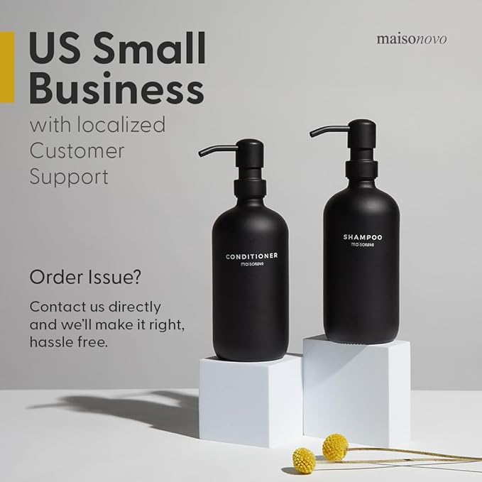 MaisoNovo Soap Dispenser 3-Piece Set | 16.9oz White Bottles with Silver Stainless Steel Pumps