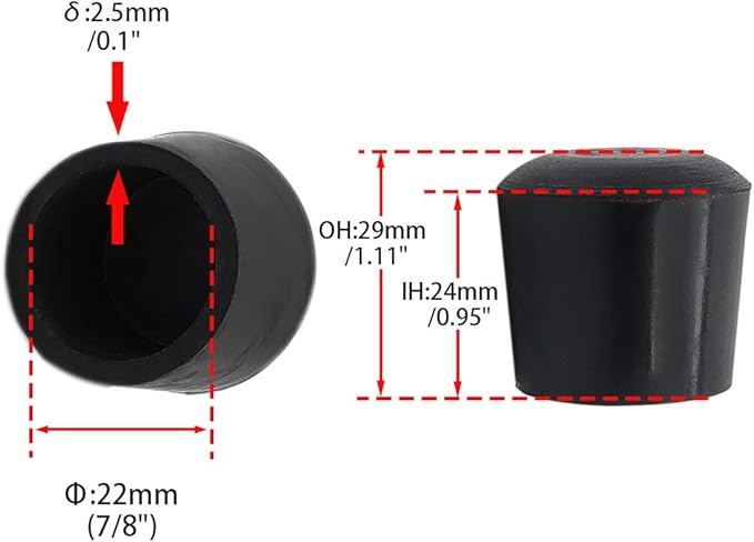 Flyshop Furniture Table Covers Non-Slip Durable Rubber Leg Tips Chair Leg Caps Floor Protector Round Black 4PCS Size 22mm, 7/8"