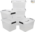 Zopnny 12 Quart Storage Latch Bins with Handles, Plastic Clear Storage Box with Lid, 6 Pack