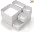 11-Piece Stackable Drawer Organizer Set, Multi-size Desk Drawer Organizer Trays Vanity Storage Bins for Storing Makeup, Stationery, Utensils in Bathroom Dresser, Office and Kitchen
