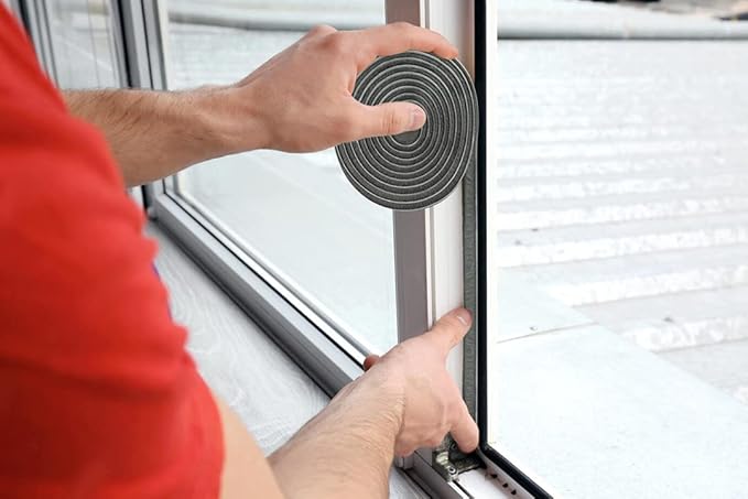 24.6FT Brush Weather Stripping, Neat Pile Self Adhesive Seal Strip for Windows and Door, Weatherstrip for Soundproofing, Windproof, Dustproof, Stronger Stickiness, 0.35'' Wide x 0.6'' Thick, Grey