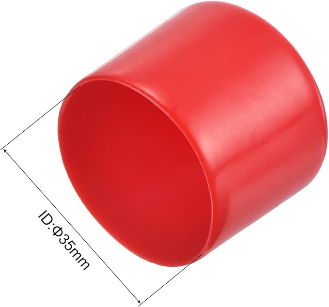 uxcell 20pcs Rubber End Caps 35mm ID Vinyl Round Tube Bolt Cap Cover Thread Protectors Red