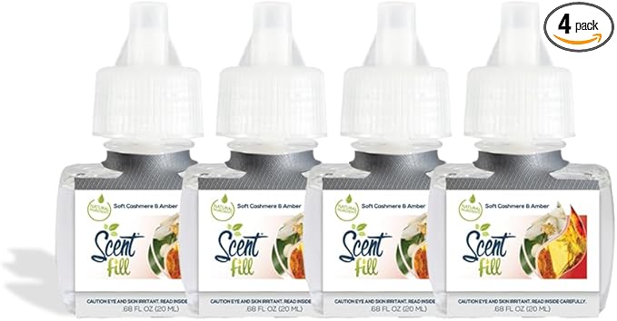 Scent Fill Soft Cashmere & Amber Plug in Air Freshener, 4 Scented Oil Refills