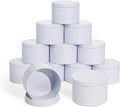 Tins With Lids, 3 Wicks Containers 12 Pack 14oz/420ml Seamless Bulk for Candle Making Supplies Wholesale Empty Jars - White