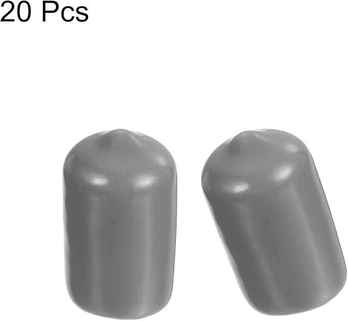 uxcell 20pcs Rubber End Caps Protective Caps 13mm ID Vinyl PVC Round Tube Bolt Cap Cover Screw Thread Protectors, Light Grey