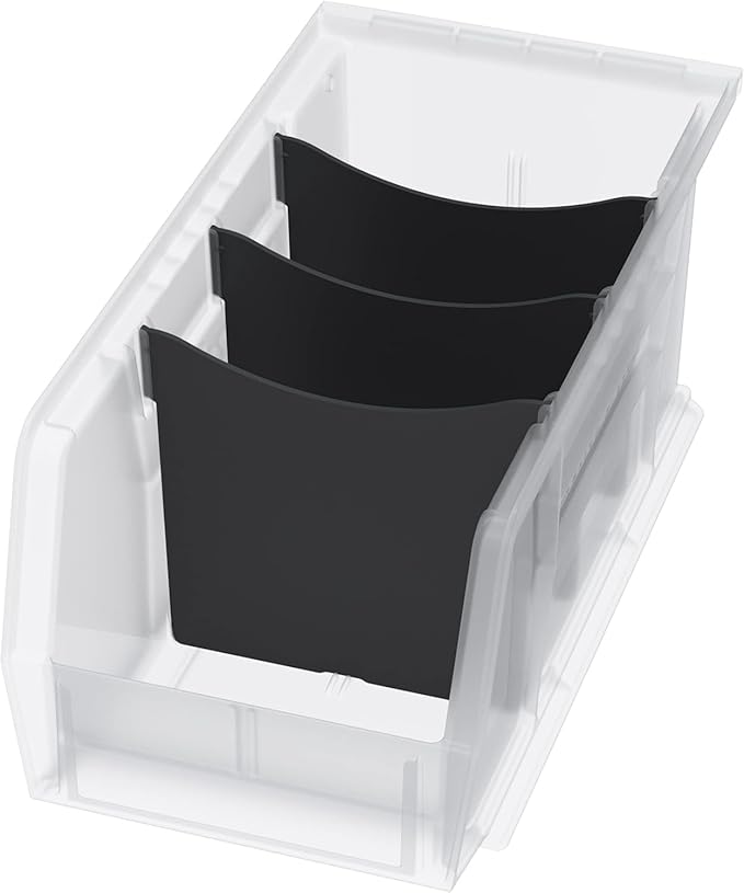 Akro-Mils 30230 AkroBins Plastic Storage Bins, Space-Saving Stackable Bins for Garage, Pantry, Craft Organization, 11-" x 5-" x 5-", Clear, 12-Pack