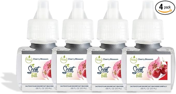 Scent Fill Cherry Blossom Plug in Air Freshener, 4 Scented Oil Refills