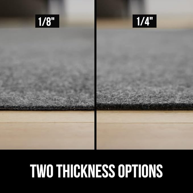 GORILLA GRIP Felt and Natural Rubber Stay in Place Slip Resistant Rug Pad, 1/4in Thick, 3x5 FT Protective Padding Under Area Rugs, Cushioned Gripper Pads, Carpet Runners, Hardwood Floors Protection