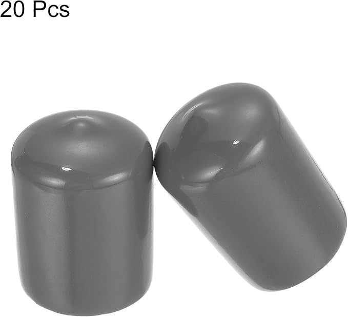 uxcell 20pcs Rubber End Caps 20mm ID Vinyl PVC Round Tube Bolt Cap Cover Screw Thread Protectors Dark Grey