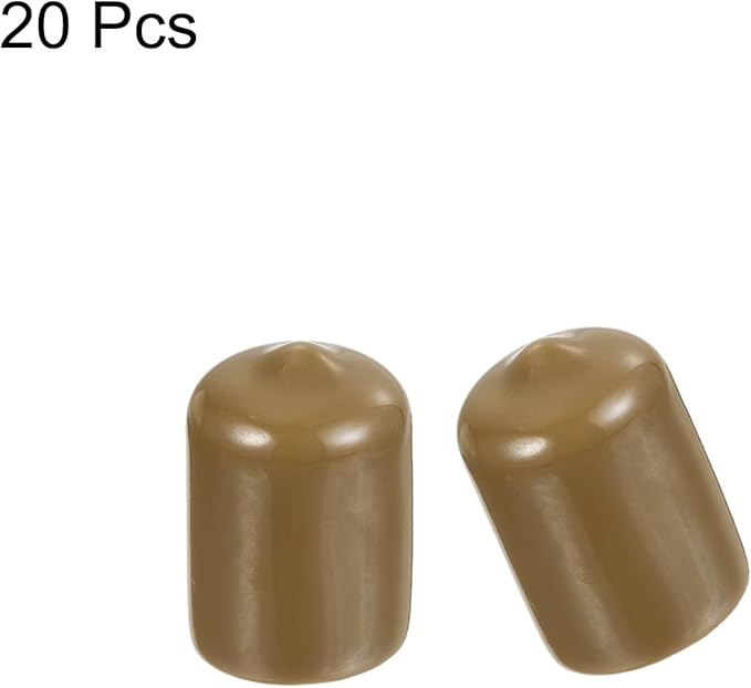 uxcell 20pcs Rubber End Caps 14mm ID Vinyl PVC Round Tube Bolt Cap Cover Screw Thread Protectors Light Brown