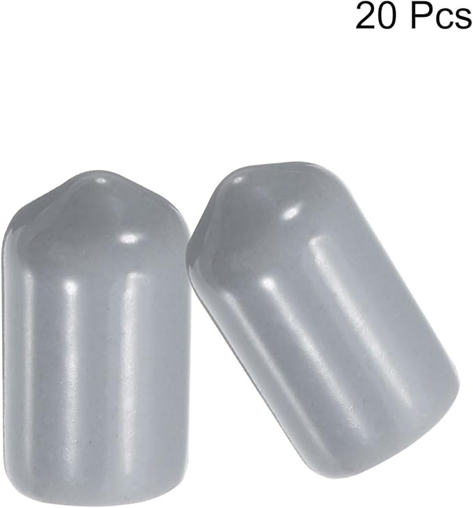 uxcell 20pcs Rubber End Caps 9.5mm(3/8") ID Vinyl PVC Round Tube Bolt Cap Cover Screw Thread Protectors Grey