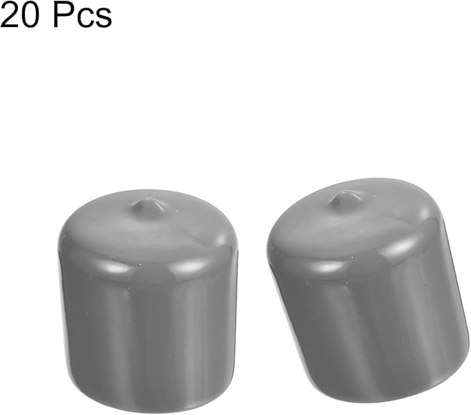 uxcell 20pcs Rubber End Caps Protective Caps 33mm ID Vinyl PVC Round Tube Bolt Cap Cover Screw Thread Protectors, Light Grey