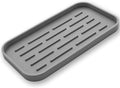 Silicone Kitchen Sink Organizer Tray for Multiple Usage,Eco-Friendly Sponges Holder for Kitchen Bathroom Counter or Sink,Dish Soap Dispenser,Scrubber,Bottle,Cup (Grey, 10"×5.3")