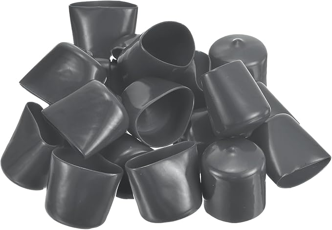 uxcell 20pcs Rubber End Caps 29mm ID Vinyl Round Tube Bolt Cap Cover Thread Protectors Dark Grey