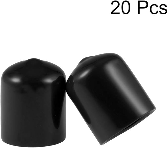uxcell 20pcs Rubber End Caps 19mm ID Vinyl Round Tube Bolt Cap Cover Thread Protectors Black