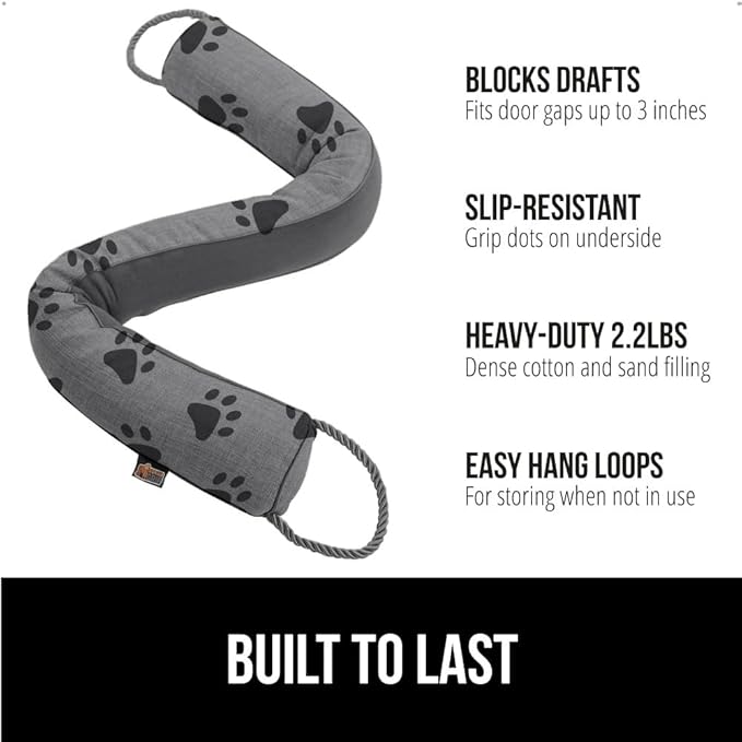 GORILLA GRIP Door Draft Stopper for Bottom of Doors, Weather Stripping Seal Blocks Hot Air, Noise, Bugs, Keeps Cold AC in, Sound Proofing Easy Install Gap Filler, Home Essentials, 34 Inch, Paws