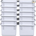Wood Designs Cubby Storage Bin, Heavy Duty Plastic Containers for Kids White Cubby Tray Set of 12