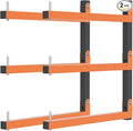 2 Pack Lumber Storage Rack, Wall Mount Wood Storage Racks, Heavy Duty 3-Level System Lumber Metal Racks, 360 LBS Sturdy Garage Wood Organizer, Indoor and Outdoor