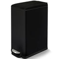 Arlopu 13.2 Gal Slim Kitchen Trash Can with Lid, 50L Stainless Steel Garbage Can, Large Kitchen Rubbish Can, Step Trash Bin w/Foot Pedal and Inner Bucket, Bathroom Trash Can Airtight (Black)