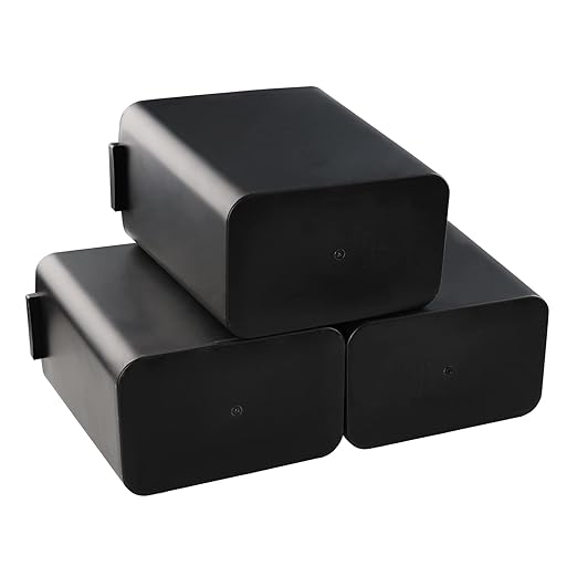 3-Pack Black 4.5 Gallon Plastic Trash Can Wastebasket, Garbage Container Bin