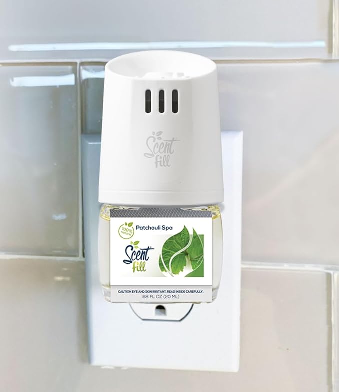 Scent Fill 100% Natural Patchouli Spa Plug in Air Freshener, Scented Oil Refills, 3 Refills