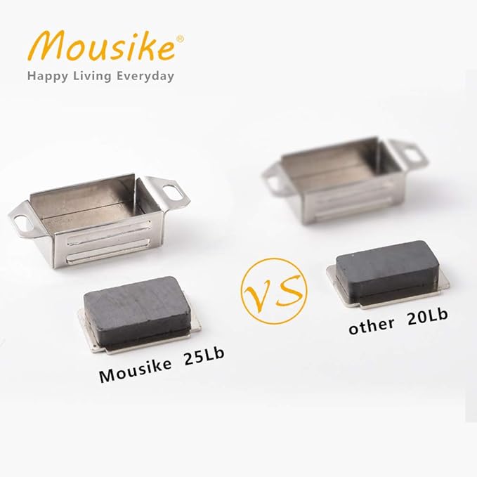 Mousike Cabinet Magnets 30lb Stainless Steel Magnetic Door Catch with Strong Magnetic for Kitchen Cupboard Wardrobe Closet Cabinet Door Drawer Latch (2.1"(Silver 12 Pack))