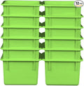 Wood Designs Cubby Storage Bin, Heavy Duty Plastic Containers for Kids Lime Green Cubby Tray Set of 12