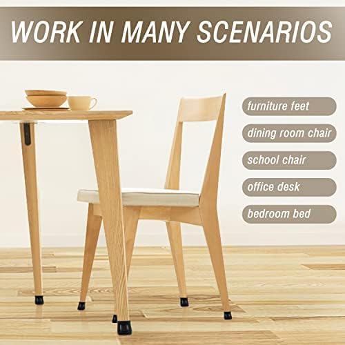 BUMACO Chair Leg Floor Protectors Square Chair Leg Protectors for Hardwood Floors 40Pcs Silicone Covers to Protect Floors Square (Black-L Fit 1-1/16" to 1-5/8")