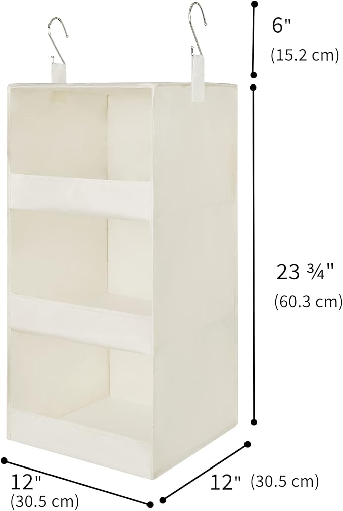 GRANNY SAYS 3-Shelf Hanging Organizer, Foldable Hanging Closet Storage, Closet Shelves Organizer for Camper, Beige, 29 ½" H X 12" W X 12" D, 2-Pack
