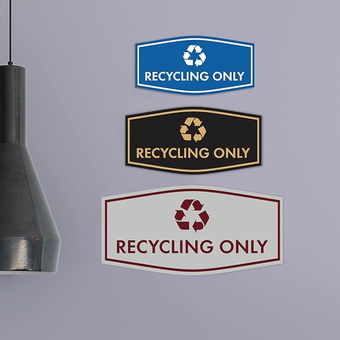 Fancy Recycling Only Sign (Brushed Gold) - Medium
