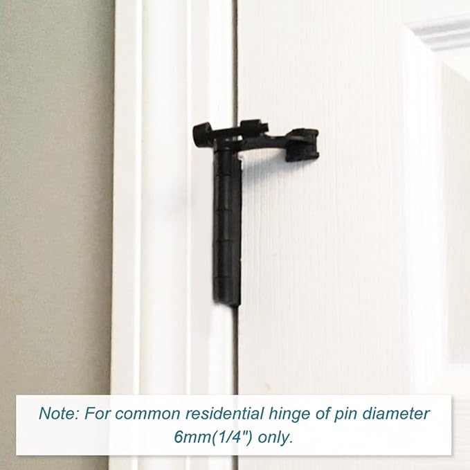 24 Pack Hinge Pin Black Door Stopper, Adjustable Heavy Duty Hinge Pin Door Stop with Black Rubber Bumper Tips