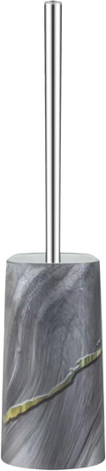 Marble Colored Toilet Brush and Holder Set,Stainless Steel Long Handle and Marble Colored Base for Bathroom Deep Cleaning，Space Saving for Storage，Drip-Proof，Dark Gray
